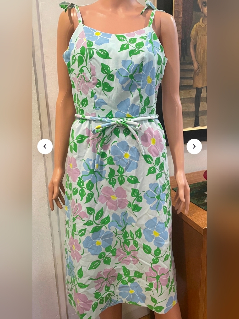Vintage THE VESTED GENTRESS Floral Hand Screened Poly Cotton Dress Sz 12 NWT - Picture 3 of 15